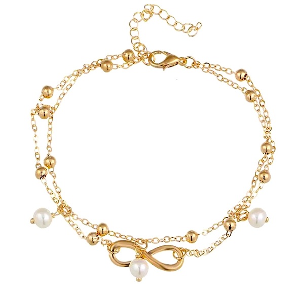 ⚜️[𝟯/$𝟭𝟴]⚜️2 Layered Gold Infinity Anklet NEW - Picture 4 of 8